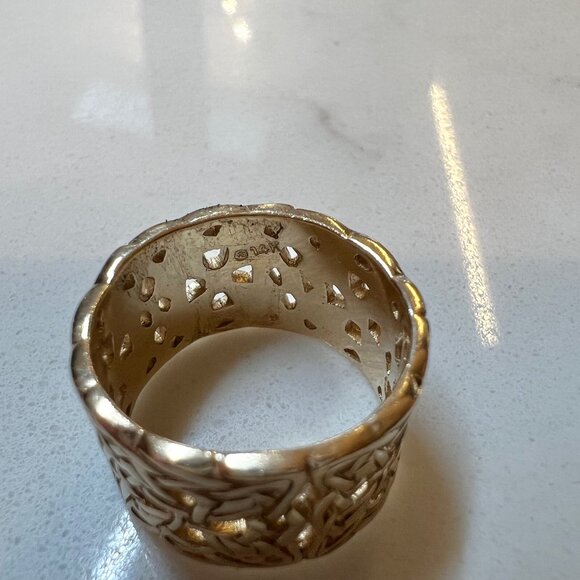 Vintage Celtic Knot Ring, Heavy Solid 14k Gold Irish Wedding Band - Picture 5 of 6